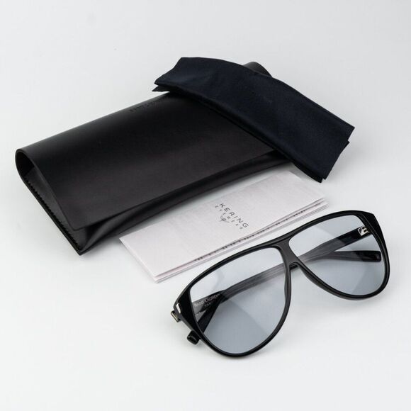 NEW Saint Laurent SL731 GASPAR  001 Black Light Blue Aviator Unisex Sunglasses - Picture 10 of 14